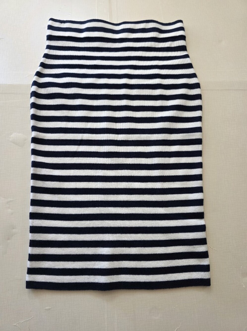 MAK Sweater Navy White Striped Knit Pencil Skirt Size Small Nautical Stretch